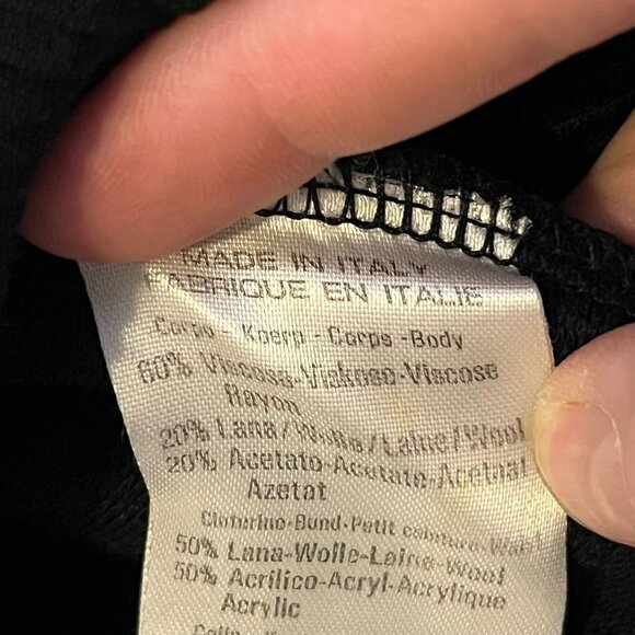 Byblos Wool Blend Black Long Sleeve Mini Dress Ribbed Mock‎ Neck Size 40 IT - Picture 7 of 9